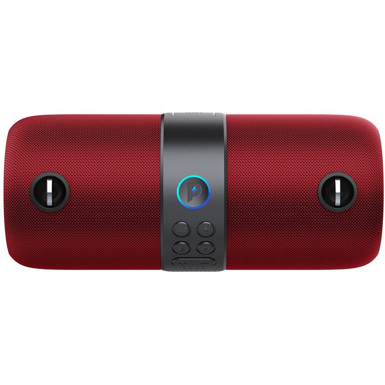 مكبر صوت ستيريو محمول بتقنية البلوتوث من باورولوجي سايفر مع إضاءة RGB، وقت تشغيل يصل إلى 5.5 ساعات، بطارية بسعة 3600 مللي أمبير، نطاق نقل يصل إلى 10 أمتار، متوافق مع سيري ومساعد جوجل الذكي - اللون الأحمر