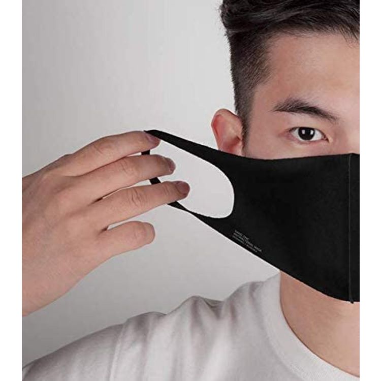 Vanguard Smart Care Puro-Nano Zinc Anti-Bacterial 3 Ply BFE Face Mask, Protection Washable Face Masks - Black (Large)
