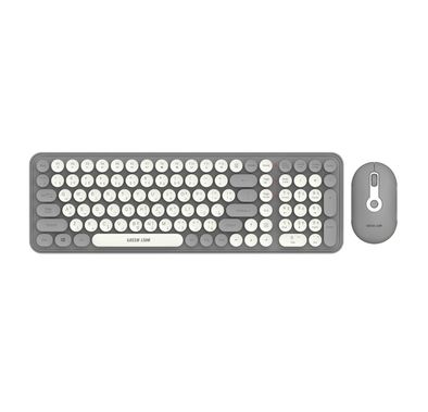 Green Lion GKM-300 Wireless Keyboard & Mouse with Built-in Iron Plate, Quiet Typing, 5 Million Keystrokes, 1600 DPI Mouse Resolution, 10m Wireless Range - Gray