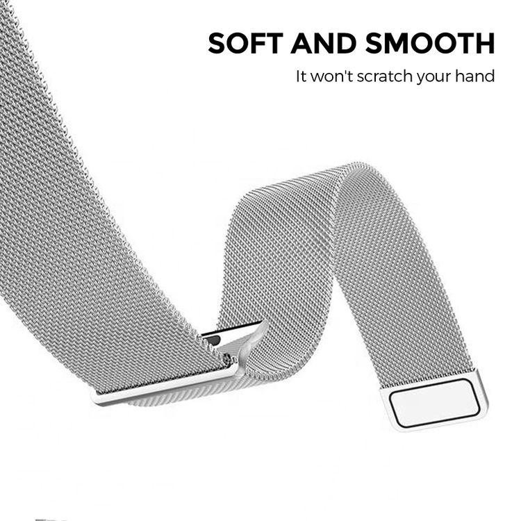 AhaStyle Magnetic Stainless Steel Milanese Mesh Loop Strap for Smartwatch - Lightweight Design - Replacement Wrist Band Strap Compatible for Apple Watch 42 / 44mm - Silver