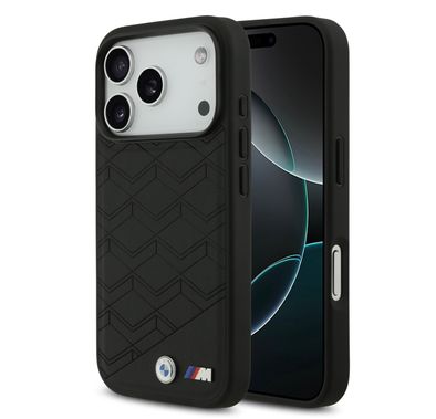 BMW MagSafe PU Seat-Shaped Leather Case with Metal Logos for iPhone 17 Pro Max, Slim Profile, Easy Snap-On Design, Sustainable Packaging, Drop Protection - Black