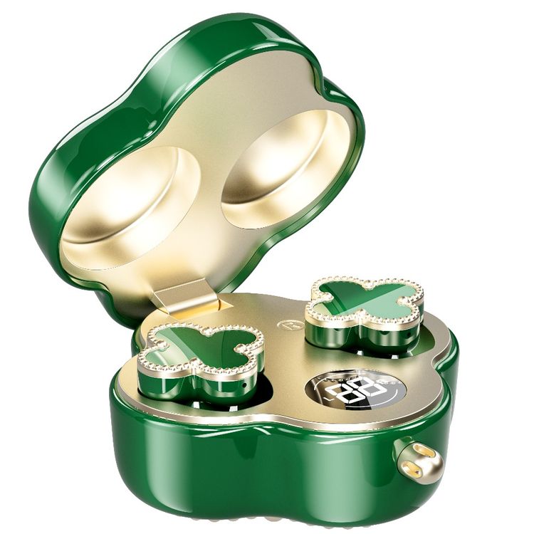 Porodo Soundtec Chic True Wireless Earbuds with ENC, Up to 4.5 Hours Working Time, Bluetooth Version 5.4, 10m Transmission Range, Omnidirectional Microphone, Immersive Audio, Ergonomic Fit, Includes 18cm Chain - Green