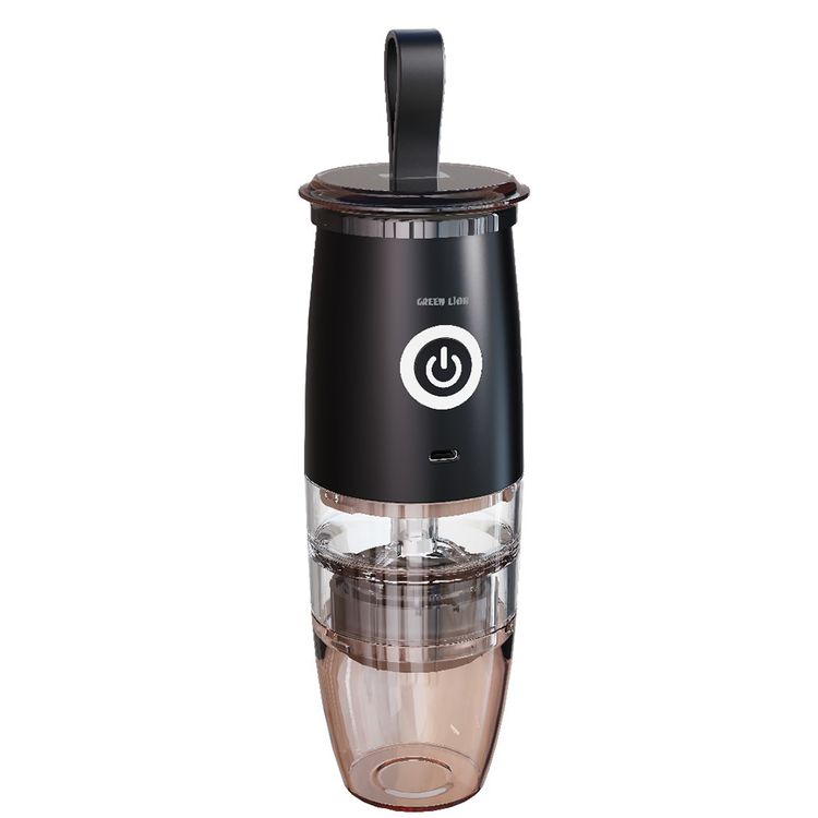 Green Lion Portable Coffee Grinder with Ceramic Griding Core, Powder Container, Type-C Charging Port, 78 RPM Motor, ABS + SUS304 Material, 30g Bean Capacity - Black