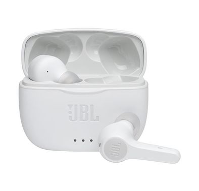 JBL T215 TWS سماعات أذن داخلية لاسلكية حقيقية ، صوت جهير نقي ، سماعات بلوتوث ، بطارية 25 ساعة ، توصيل مزدوج ، متوافق مع نظامي Android و iOS - أبيض