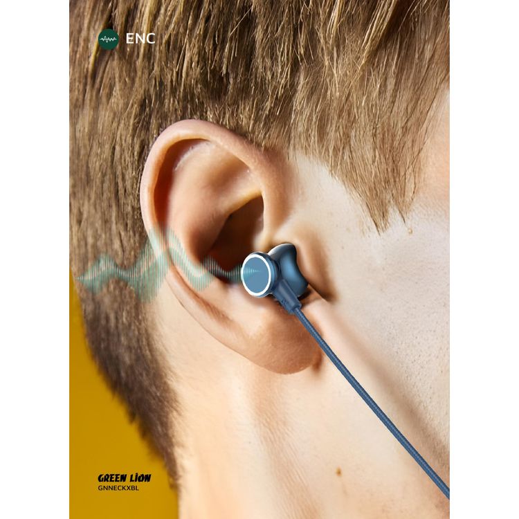 Green Lion Neck X Wireless Neckband with Magnetic Control, Comfortable to Wear, IPX3 Water Resistance Level, Type-C Charging Port - Blue