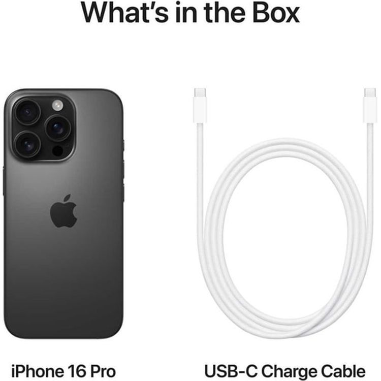 Apple iPhone 16 Pro with 128GB Capacity, 6.3‑inch Screen Size, USB-C Connector Type, 6‑Core CPU, 6‑Core GPU, 5G Network Technology, Splash, Water & Dust Resistant, Middle East Version - Black Titanium