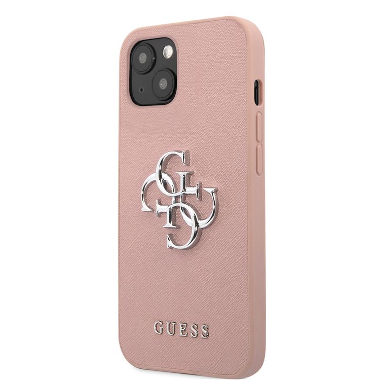 CG MOBILE Guess PU Saffiano Case with Big 4G Silver Logo Compatible for iPhone 13 (6.1") Anti-Scratch, Easy Access to All Ports, Shock Absorption