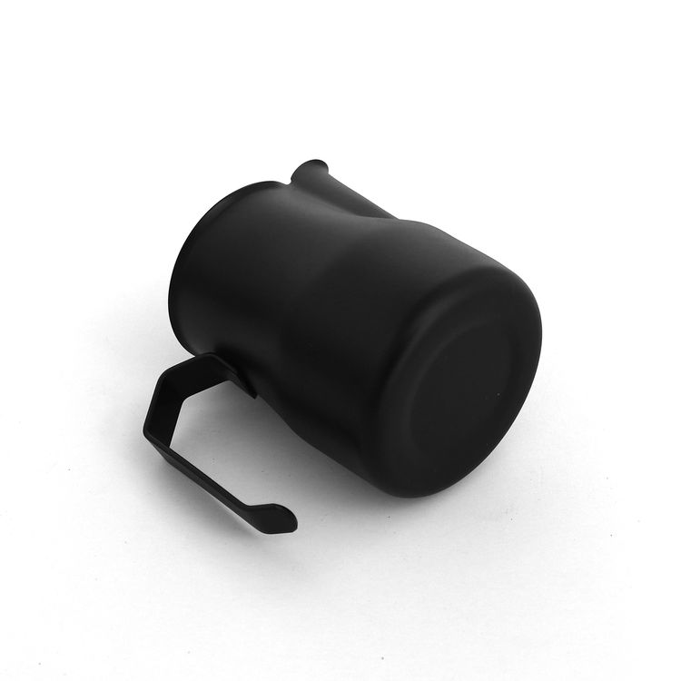 إبريق تبخير الحليب من LePresso بسعة 350 مل، مصنوع من الفولاذ المقاوم للصدأ، تصميم مريح، إبريق دقيق لفن اللاتيه - أسود