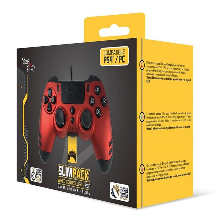 Steelplay Slim Pack Wired Controller For PC/PS4 - Ruby Red