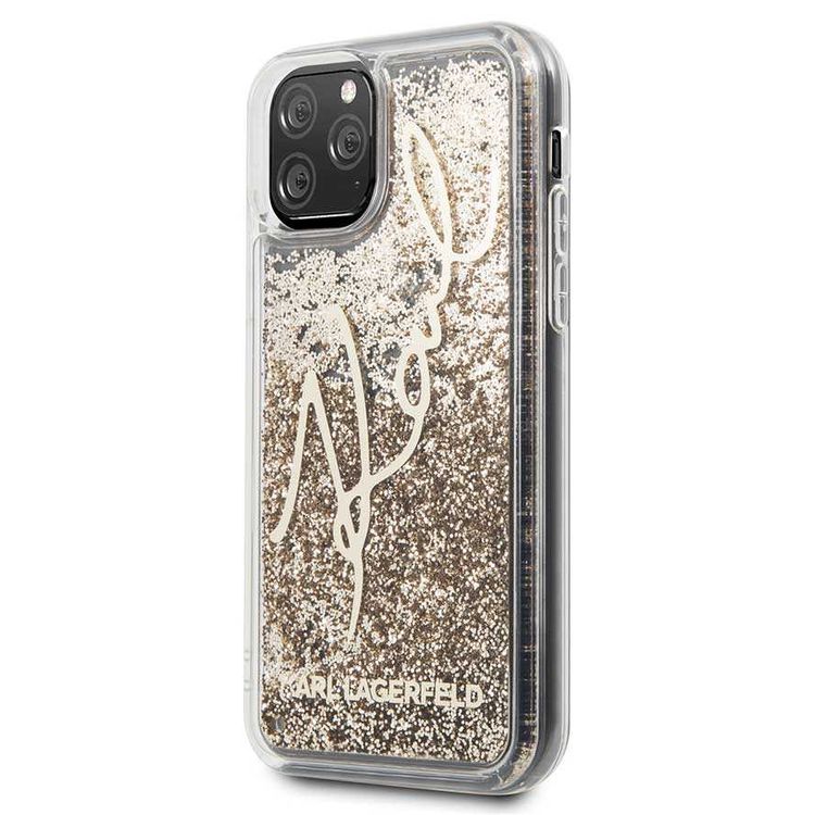 Karl Largefeld Transparent Glitter Signature For iPhone 11 Pro - Gold
