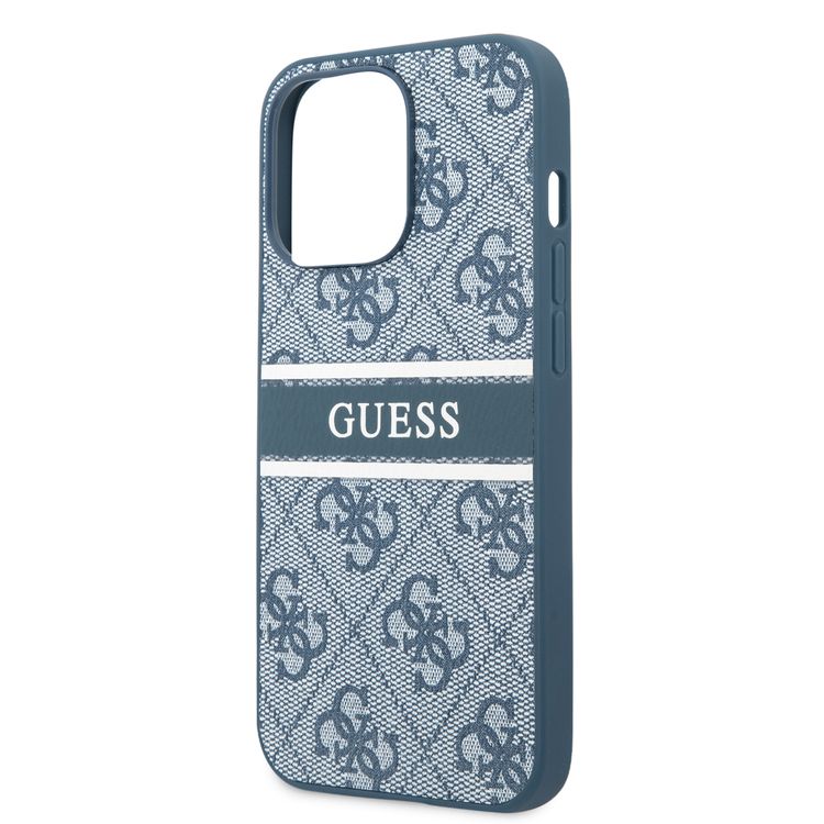 CG MOBILE Guess 4G PU Leather Case with Printed Stripe Compatible for iPhone 13 Pro (6.1") Anti-Scratch, Easy Access to All Ports, Shock Absorption