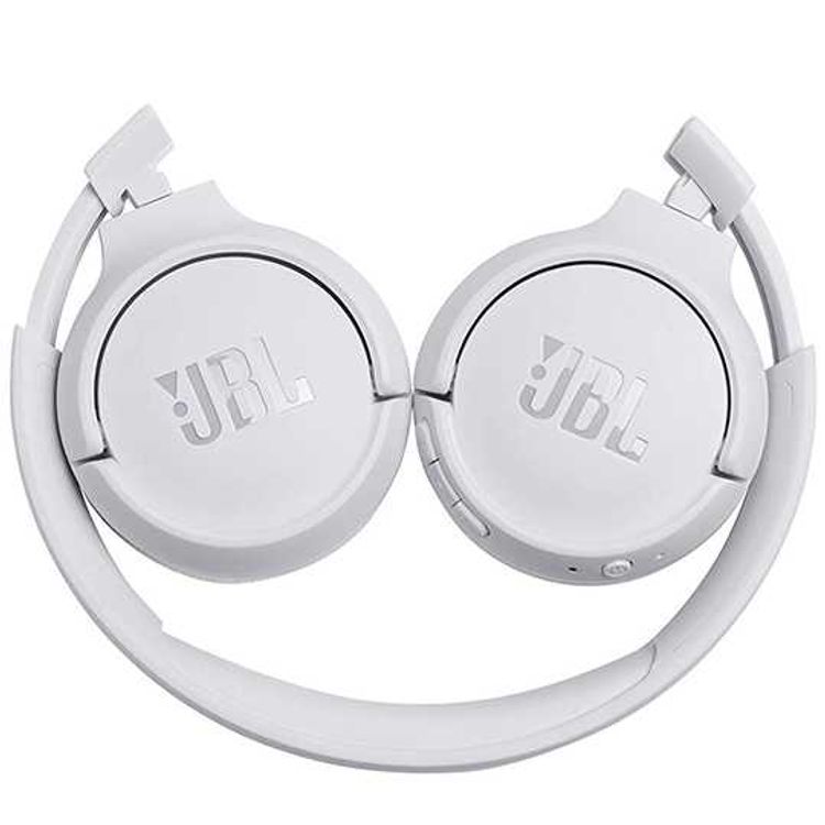 JBL T500 Wireless Bluetooth On-Ear Headphones with Mic, Pure Bass Sound, Hands-free Calls, 16-hours Battery Life, Lightweight & Foldable Design - White