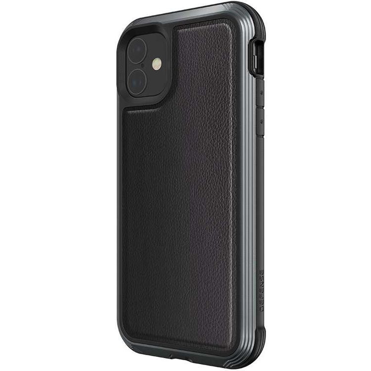 X-Doria Defense Lux Phone Case Compatible for iPhone 11 (6.1") Suitable with Wireless Charging - Black Leather