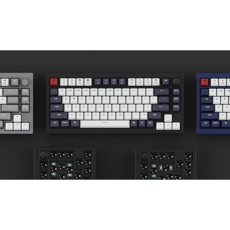 كي كرون لوحة مفاتيح ميكانيكية Q1 QMK Gateron Phantom مزودة بمقبض ومفتاح RGB ومفتاح أحمر وقابل للتبديل السريع المخصص | لوحة مفاتيح ألعاب بتصميم مريح - كحلي