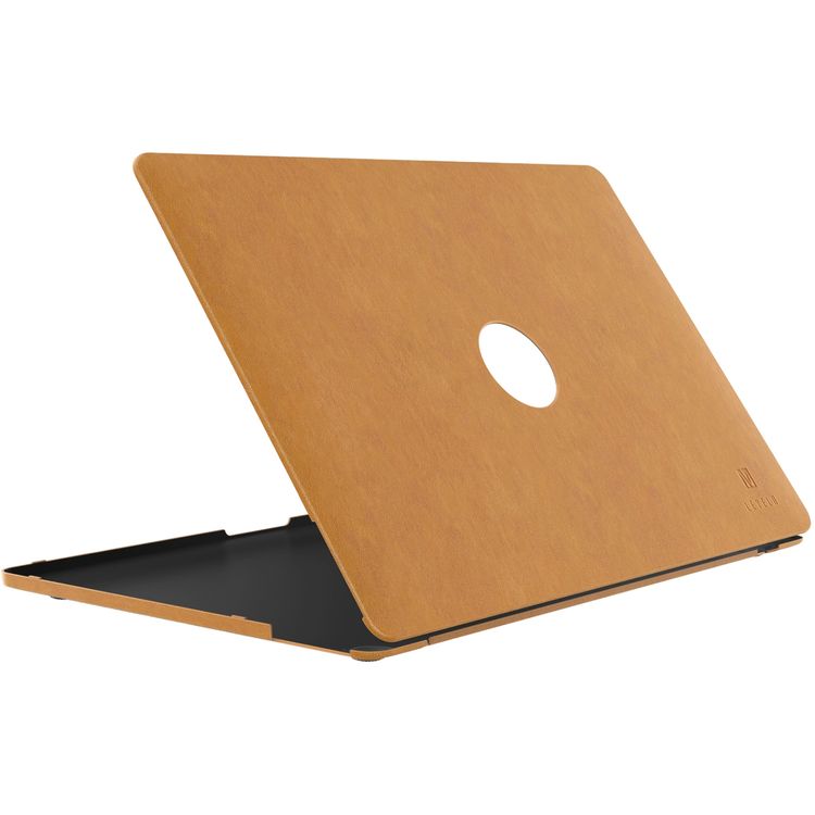 Levelo Gevena Leather Macbook Air Cover 15.3" with Silicone Bottom Base, Non-Slip Surface, Ultra-Thin, Secure & Lightweight - Brown