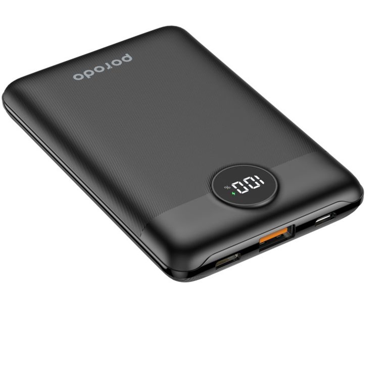 Porodo Super Slim  20W PD & QC3.0 Power Bank 10000mAh With 2Output Fast Charging-Black