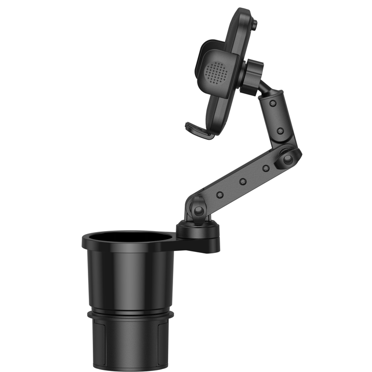 Green Lion 2-in-1 Flexgrip Car Cup Holder & Phone Mount, Expandable Phone Holder with Support Blocks, 64-92mm Phone Size Compatibility, Adjustable Base & Arms with 360° Rotation, Anti-Slip Rubber Pads, Anti-Shake & Universal Fit - Black