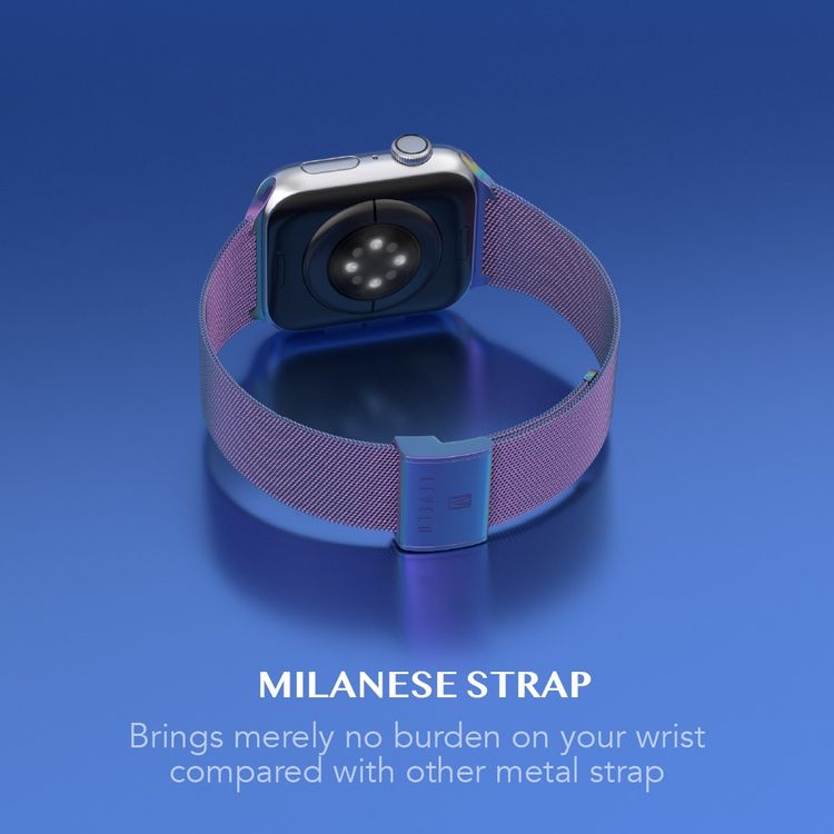 Levelo Double Milanese Watch Strap for Apple Watch 38/40/41mm, Stainless Steel Material, Double-lock Folding Buckle, Adjustable Strap, Easy Installation - Iridescent