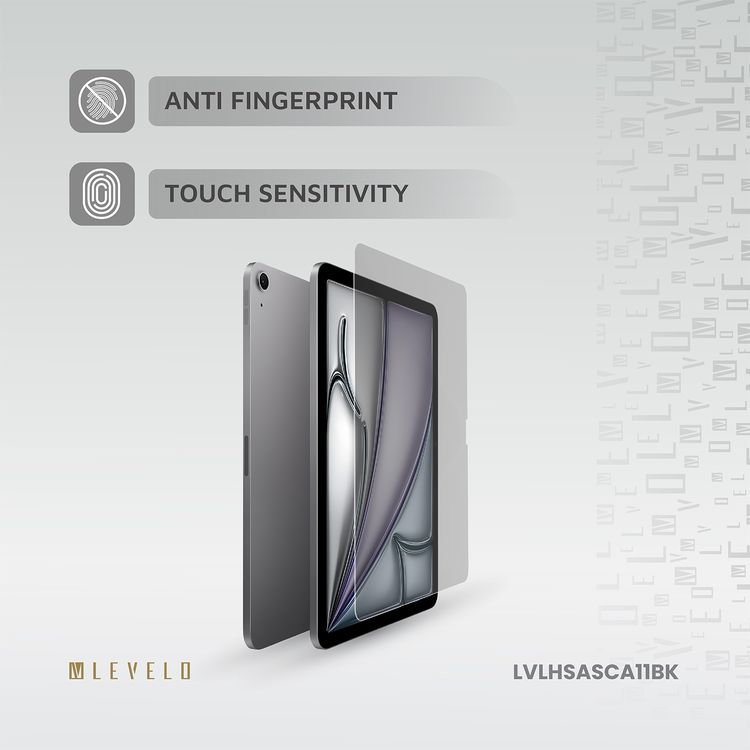 Levelo High Silicone Aluminum Glass Privacy Screen Protector for iPad Air 11" 2024, Scratch Resistance, Touch Sensitivity, Hydrophobic & Oleophobic Coating - Privacy