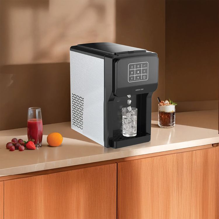 Green Lion Frosta 3-in-1 Ice Maker with 1.5kg Ice Basket Capacity, 5L Water Tank, Touch Control Display, Bullet Ice Shape, 9-12 Minutes Ice Preparation - Black