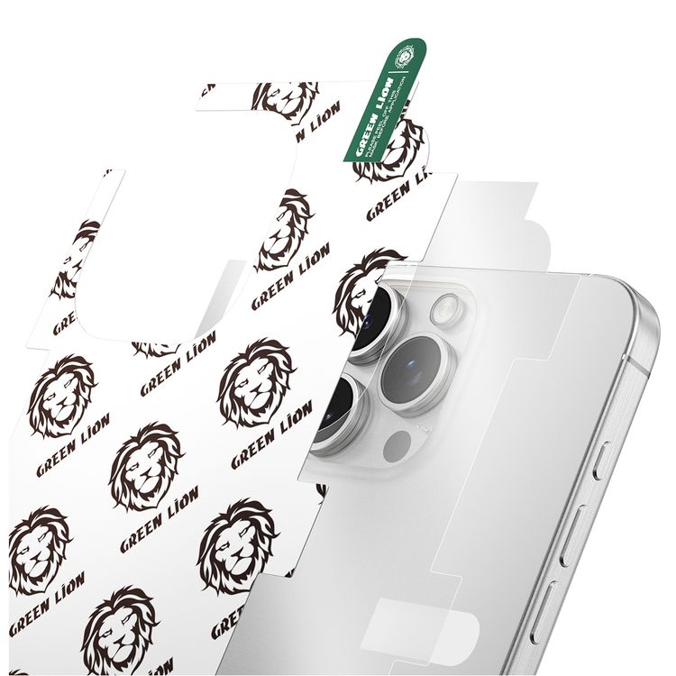 مجموعة Green Lion 4 In 1 Defender - iPhone 16 Pro، حافظة مضادة للصدمات، حماية كاملة بتقنية Nano HD، غشاء عدسة الكاميرا، زجاج ثلاثي الأبعاد عالي الدقة - لون شفاف