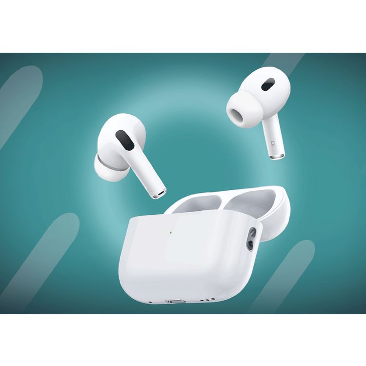 Porodo Blue Earbuds Pro 2 With Swipe Volume, 20 Hours Working Time, Wireless Charging, Deep Bass, Independent Earbuds, Touch Control -  White