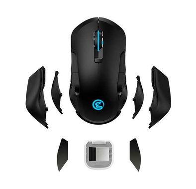 GameSir GM300 Wireless Gaming Mouse, Agility X Technology w/ 1ms Report Rate, Anti-Slip Skin Coating, Customize Magnetic Side Plate & Counterweight, Omron Mechanical Mouse - Black