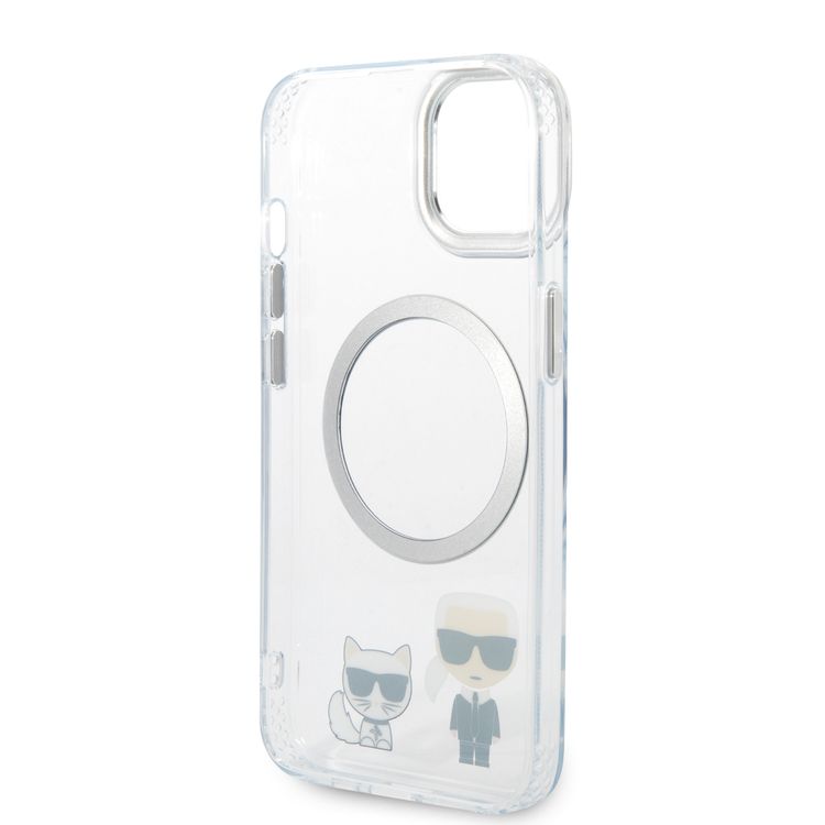 Karl Lagerfeld Magsafe PC/TPU Case with Ring Wireless Chargeable iPhone 14 Compatibility - White