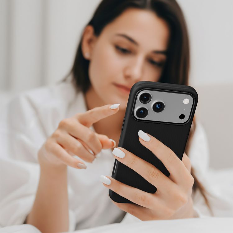 Cannes PU Leather Case for iPhone 17 Pro Max with Strong Magnets, Shock-Resistant Bumper, MagSafe Compatibility, 5ft. | 1.5m Drop-Tested, Soft PU Leather Material - Black