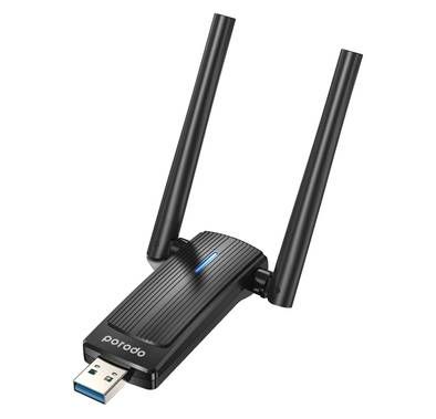 Porodo Dual Band WiFi Adapter with External Antenna, High...