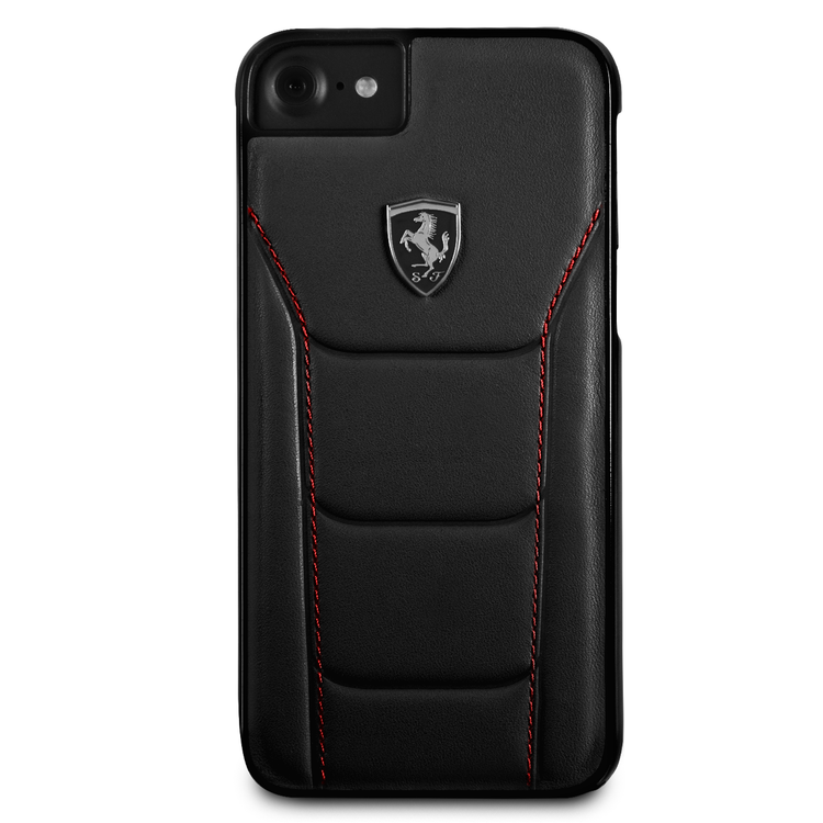 CG MOBILE Ferrari Heritage 488 Genuine Leather Hard Phone Case Compatible for iPhone 7 / 8 | Shock & Scratch Resistant Mobile Case Officially Licensed - Black