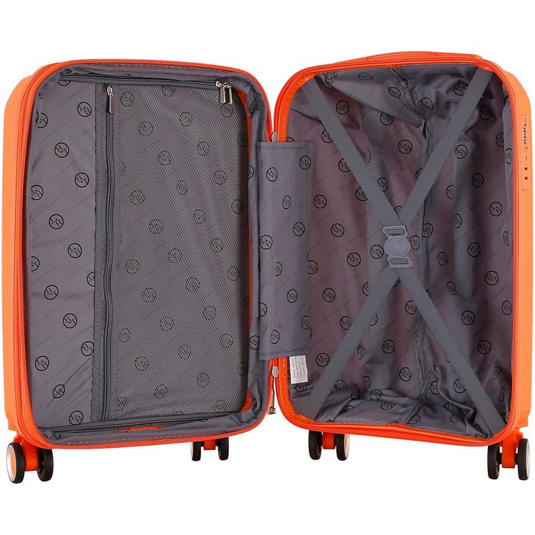 H.T Luggage Bag, Hard Case Polypropylene (PP) Material, Expandable, Telescopic Handle, Scratch Resistant, TSA Lock, Small Case Size - Orange