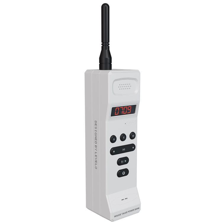 Levelo Revolt 20000mAh Walkie Talkie Power Bank with 1.5km Communication Distance, Laptop Charger, LED Detachable Antenna, PD 100W Total Output, Safety Protection, Type-C In/Out, LED Display, Voice Recorder - White