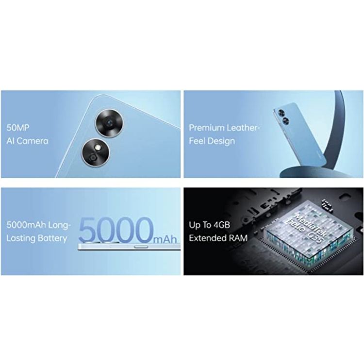 OPPO A17 Dual SIM 64GB 4GB RAM 4G LTE, Lake Blue MIDDLE EAST VERSION