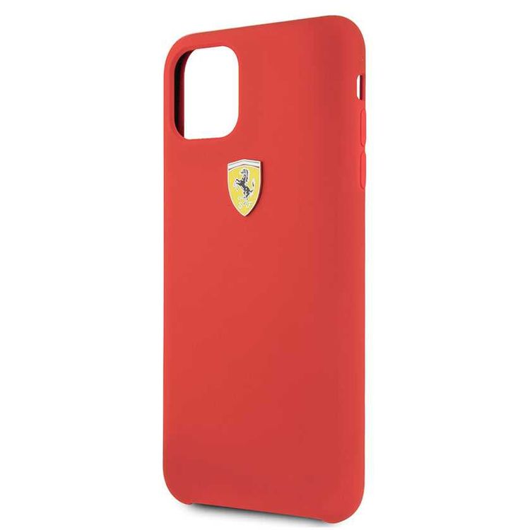 CG MOBILE Ferrari SF Silicone Hard Phone Case Logo Shield Compatible for iPhone 11 Pro Max (6.5") Drop Protection Mobile Case Officially Licensed - Red