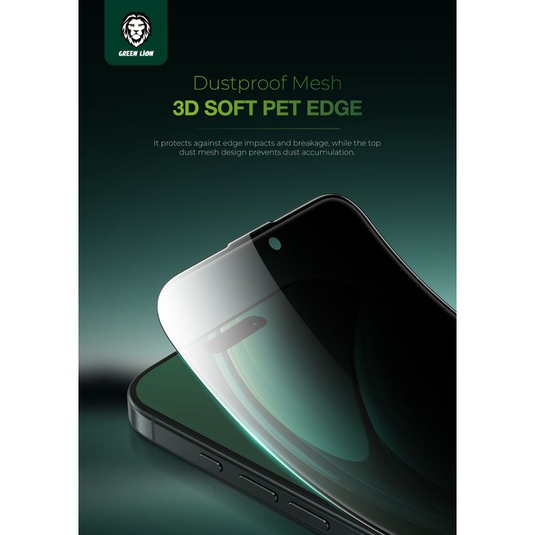 واقي شاشة Green Lion Diego Pet Privacy Full المنحني المصنوع من الزجاج عالي الاستجابة ومضاد لبصمات الأصابع والخدوش وخالٍ من الفقاعات - حافة سوداء