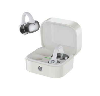 Green Lion Pearl Pods Wireless Earbuds with 16 Hours Play Time, Soft Ambient LED, Open-Ear Clip-On Design, IPX4 Water Resistance Level, USB-C Charging Port, Bluetooth Version 6.0, ENC Calls, Sculpted Aesthetic - White