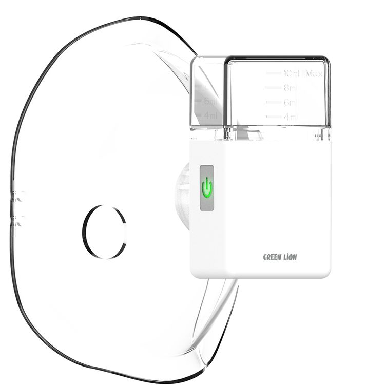 Green Lion Mini Nebulizer with Complete Accessory Kit, 0.04mL–10mL Medicine Capacity, ≥0.3mL/min Nebulization Rate, USB-C Charging Port - White