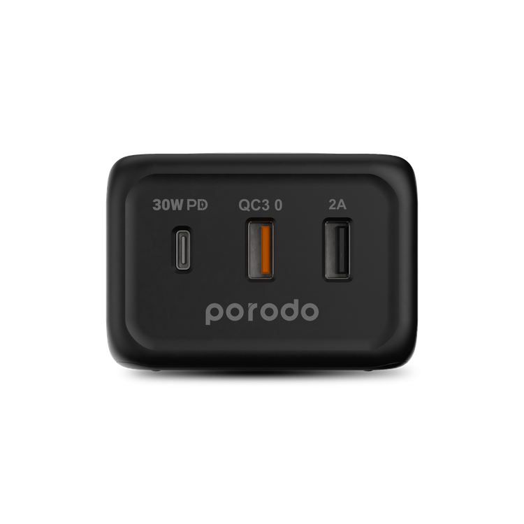 Porodo Triple Ports Fast Wireless Charger - Black