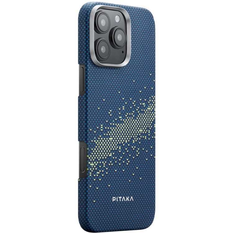 جراب Pitaka Tactile Woven Ultra Slim لهاتف iPhone 16 Pro Max، منسوج باللمس، متوافق مع MagSafe، حافة كاميرا مرتفعة - Milky Way Galaxy