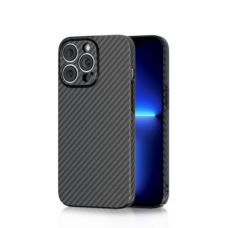 Green Lion Carbon Plus Case for iPhone 13 Pro with Camera Protection, Slim & Lightweight Design, Carbon Fiber Material - Black