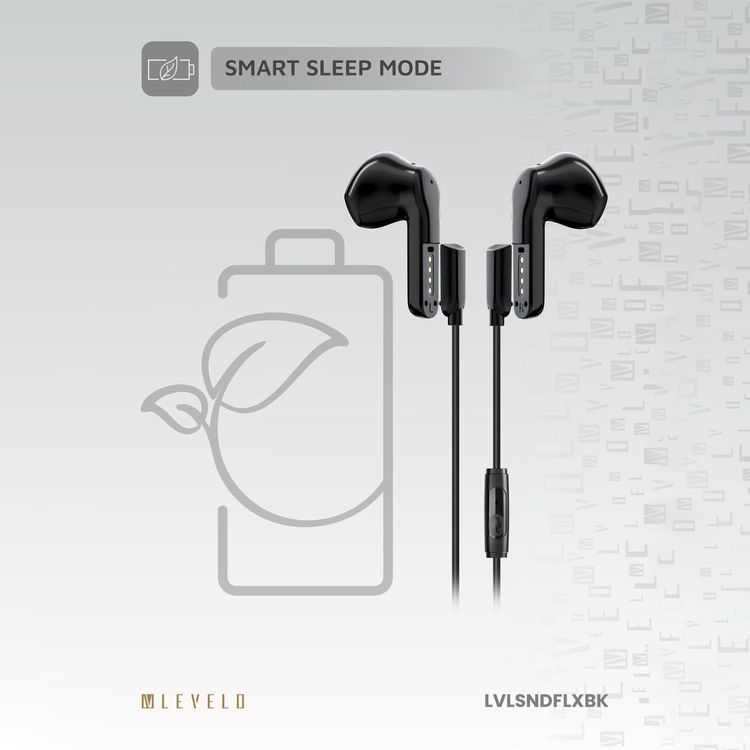 Levelo 2-in-1 TWS & Wired Earphones with Environment Noise Reduction, Up to 4 Hours Play Time with Bluetooth Mode, 12mm Speaker Unit, Smart Sleep Mode, Ergonomic Design, Touch Control, Clear Audio - Black