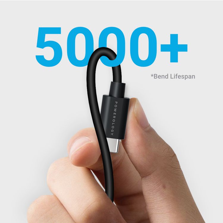 Powerology PVC Type-C to Type-C PD Cable 1.2M, Power Delivery, Fast charge Cable, Data Sync, Super Durable, USB-C to USB-C 2.0 Cable Compatible for MacBook Pro 13" 15", MacBook Air, iPad Pro 12.9", Samsung S10 S8, Huawei P20 - Black