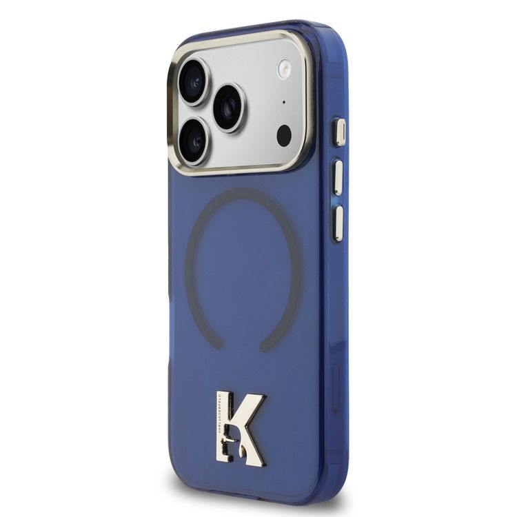 Karl Lagerfeld MagSafe IML Hard Case with Karl Head Logo for iPhone 17 Pro Max, Comfortable Grip, Drop Protection, Slim Profile, Easy Snap-On, Durable Material - Blue