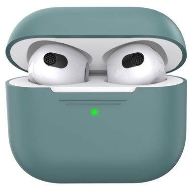 AhaStyle PT176-MG Full Cover Silicone Case for Airpods 3 Drop Shock Protection, Front LED Visible Cover with Carabiner Suitable with Wireless Chargers - Green