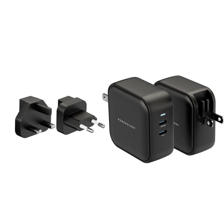 Powerology Dual Port PD GaN Wall Charger 65W - Black
