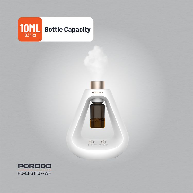 Porodo Lifestyle Aroma Sphere Waterless Diffuser, 10-50 m2 Coverage, 1200mAh Battery,  Up to 7 Days Working Time, Cold Diffusion, 3 Mist Modes - White