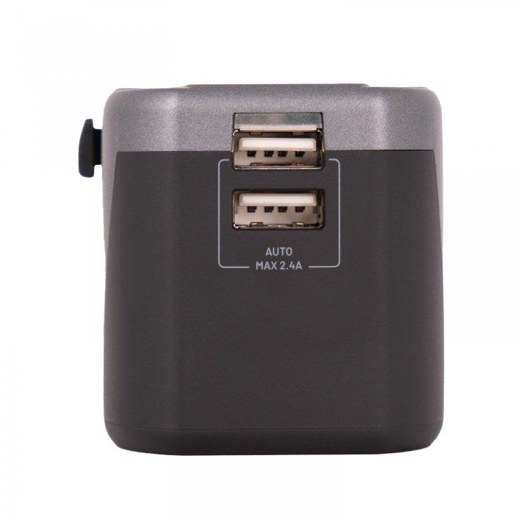 Porodo Dual USB Port Universal Travel Adapter 2.4A - Black 