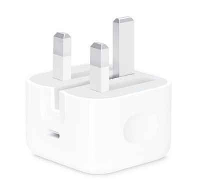 Apple 20w USB-C Power Adapter A2344, fast, efficient charging, pair with iPhone 8 or later - White