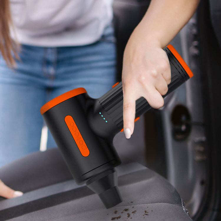 Porodo Handheld Air Duster with 6 Replaceable Nozzles, Up to 30 Minutes Working Time, Air Vacuum Function, 7500mAh Battery Capacity, 3 Speed Levels - Black